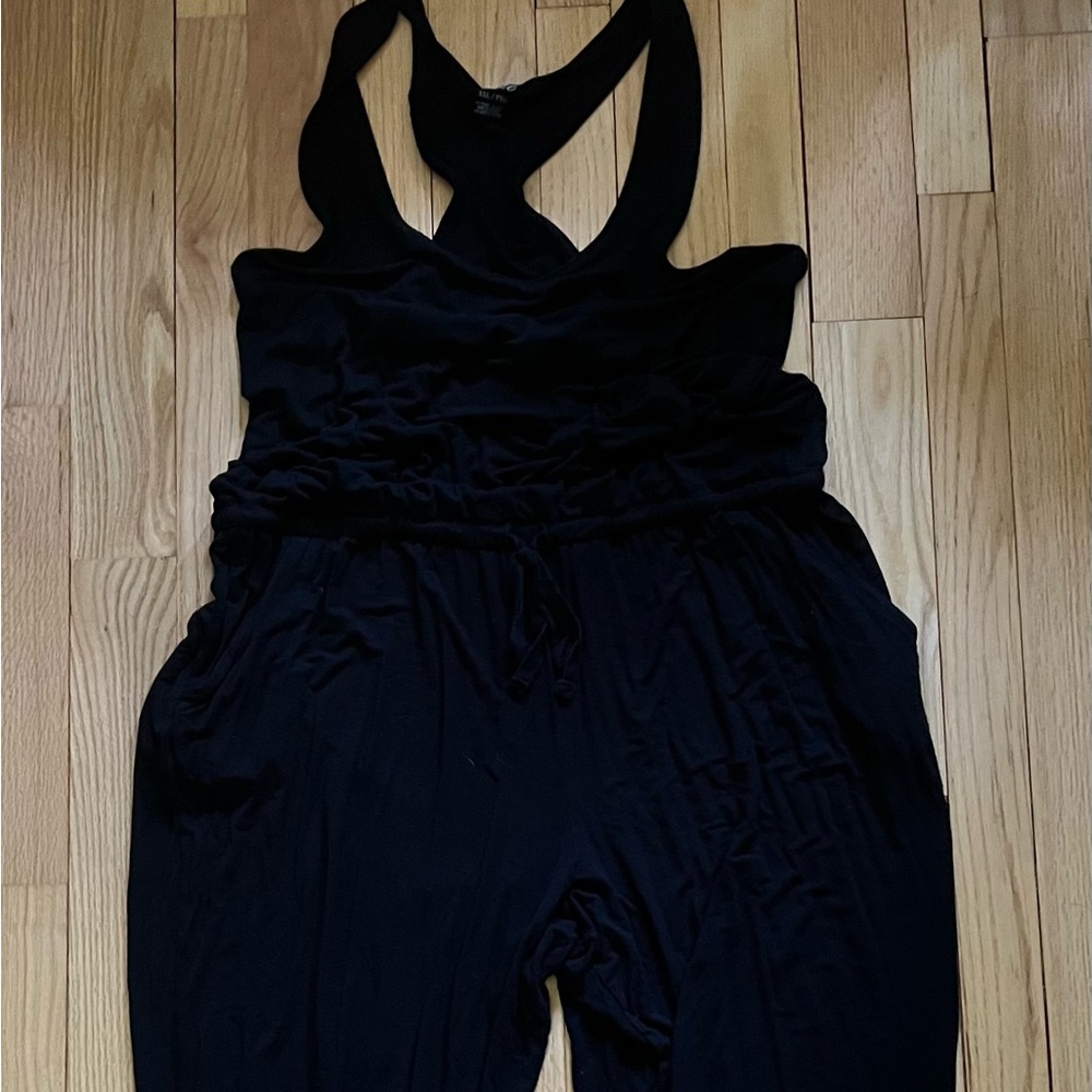 Causal Black Jumpsuit, Racerback, XXL